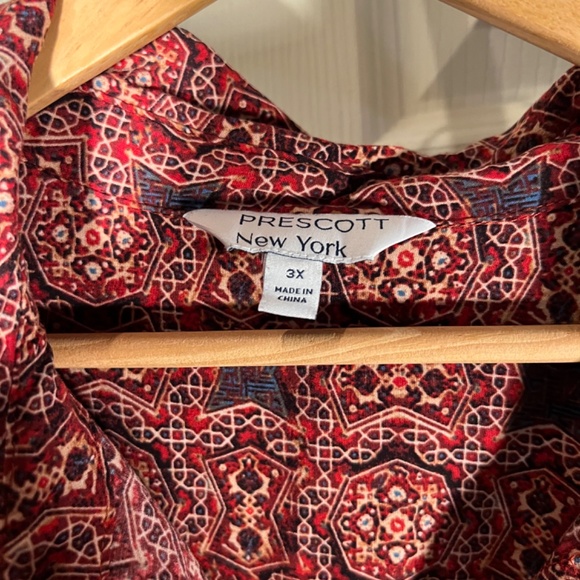 Prescott Red and Brown Button Down Shirt size 3XL - Picture 2 of 2